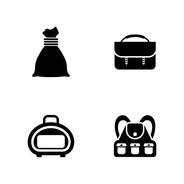 Tasche und Rucksack. einfache verwandte Vektorsymbole — Stockvektor