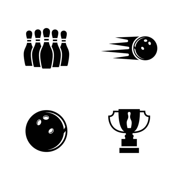 Bowling. Icônes vectorielles connexes simples — Image vectorielle