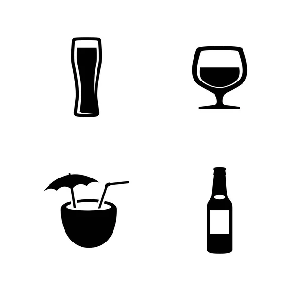 Cerveza. Iconos de vectores relacionados simples — Vector de stock