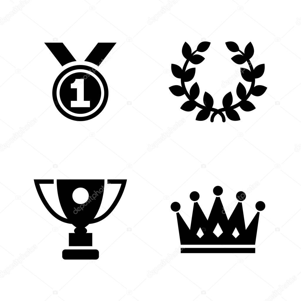 Champions Trophy. Simple Related Vector Icons Set for Video, Mobile Apps, Web Sites, Print Projects and Your Design. Black Flat Illustration on White Background.