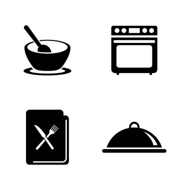 Yemek. Basit ilgili vektör simgeler