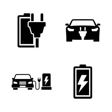 Electrocar. Basit ilgili vektör simgeler