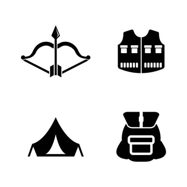 Hiking. Basit ilgili vektör simgeler