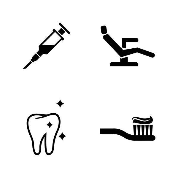 Dentista. Iconos de vectores relacionados simples — Archivo Imágenes Vectoriales