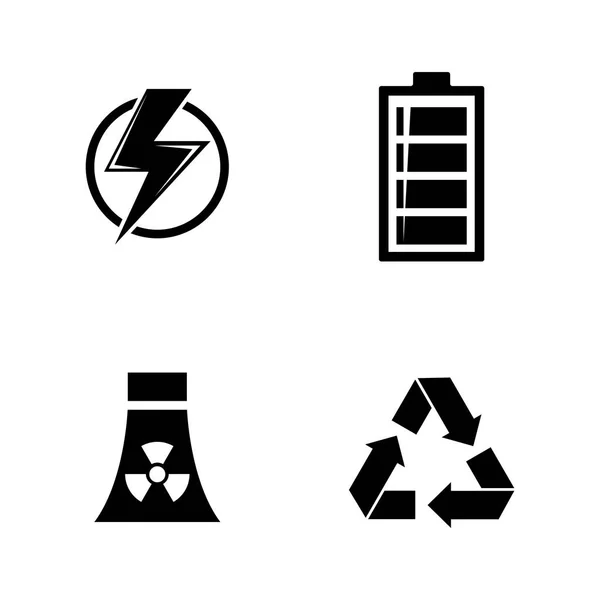 Electricidad. Iconos de vectores relacionados simples — Archivo Imágenes Vectoriales