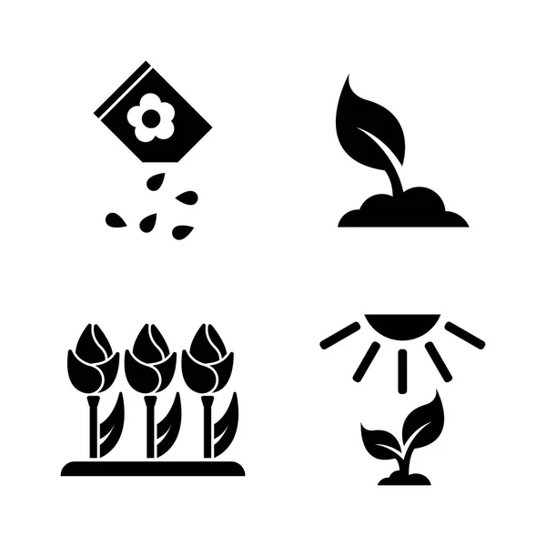 Flowers growing. Simple Related Vector Icons — Stock Vector