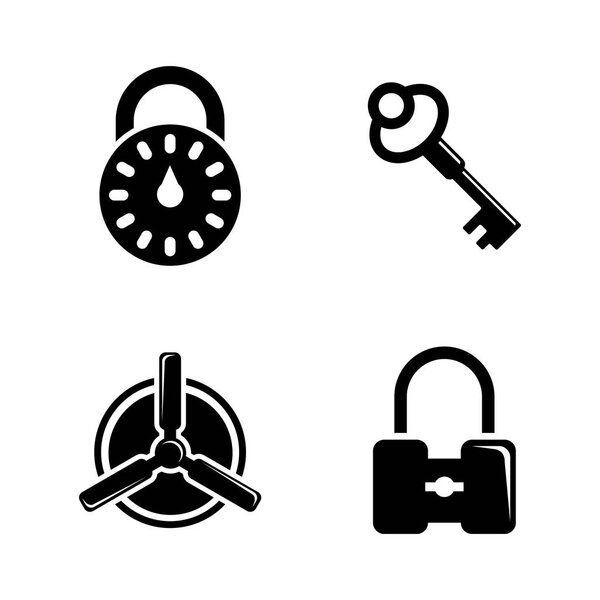 Ключи и замок. Простые векторные иконки
