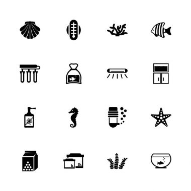 Akvaryum - düz vektör simgeler