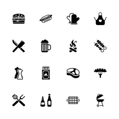Barbekü - düz vektör simgeler