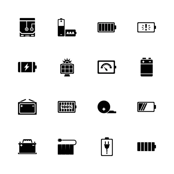 Batería - iconos de vectores planos — Vector de stock