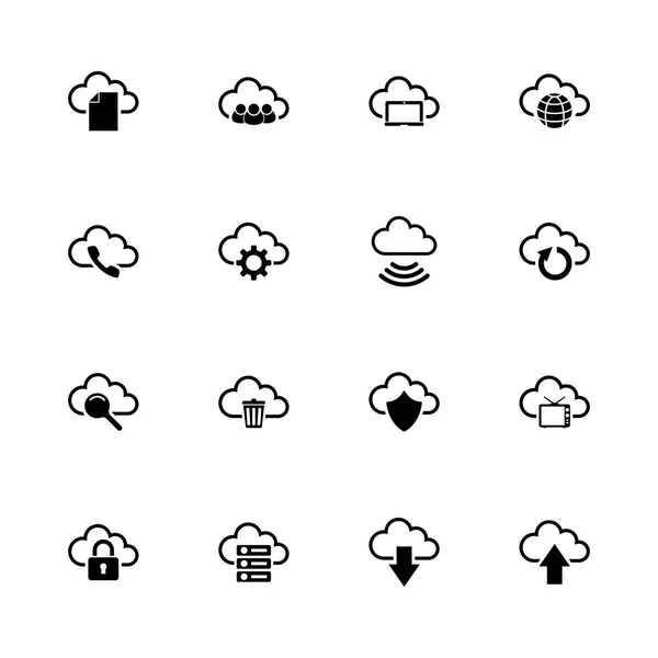 Computerwolke - flache Vektorsymbole — Stockvektor