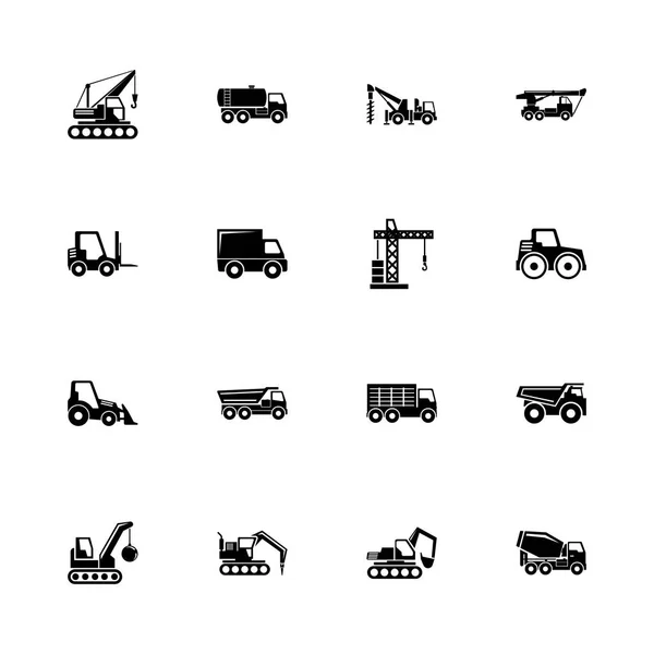 Vehículos de construcción - Iconos de vectores planos — Vector de stock