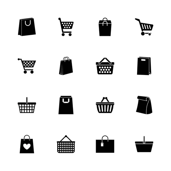 Einkaufstaschen - flache Vektorsymbole — Stockvektor