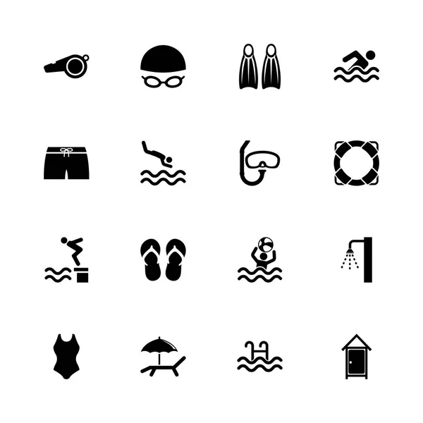 Zwembad - platte Vector Icons — Stockvector