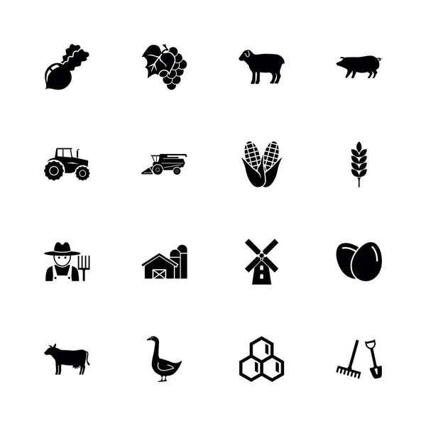 Agricultura - Iconos de vectores planos — Vector de stock