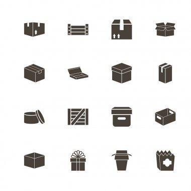 Kutusu ve Kasalar - düz vektör simgeler