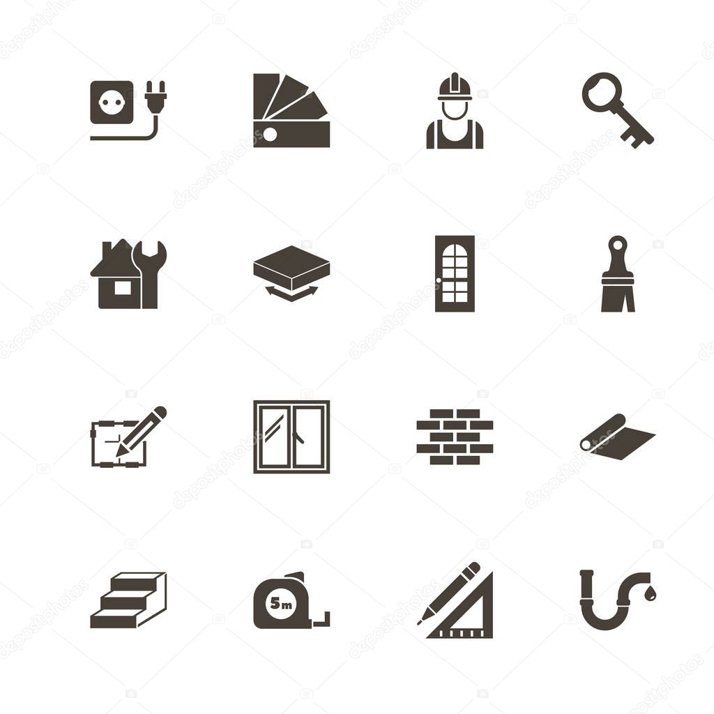 Building House - Flat Vector Icons