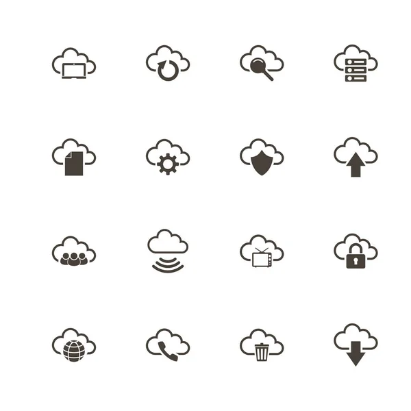 Computerwolke - flache Vektorsymbole — Stockvektor