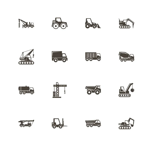 Vehículos de construcción - Iconos de vectores planos — Archivo Imágenes Vectoriales