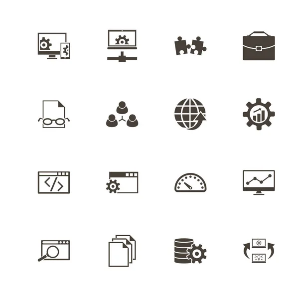 Desarrollo - Iconos de vectores planos — Vector de stock