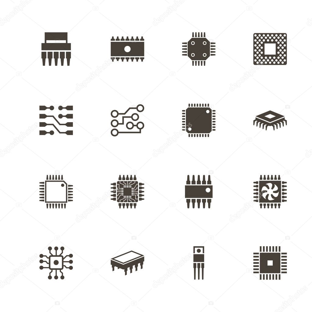 Computer Chips - Flat Vector Icons