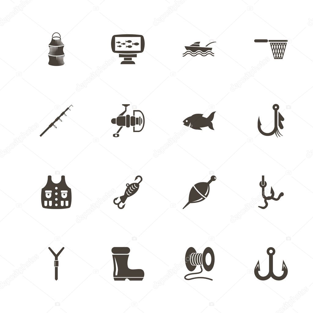 Fishing - Flat Vector Icons