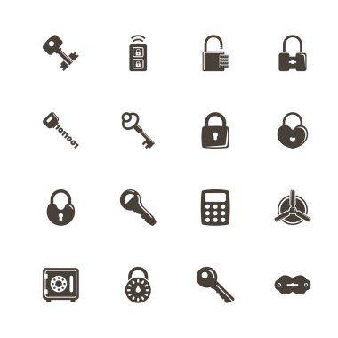 Anahtar ve kilit - düz vektör simgeler