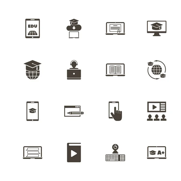 Educación en línea - Iconos de vectores planos — Vector de stock