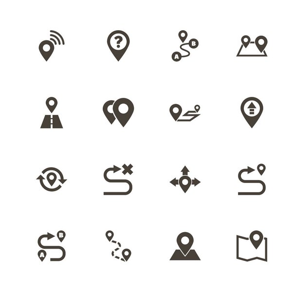 Маршрут - плоские векторные иконки
