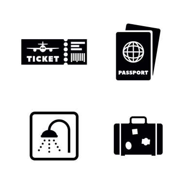 Havaalanı. Basit ilgili vektör simgeler