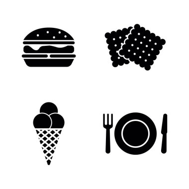 Sokak gıda. Basit ilgili vektör simgeler
