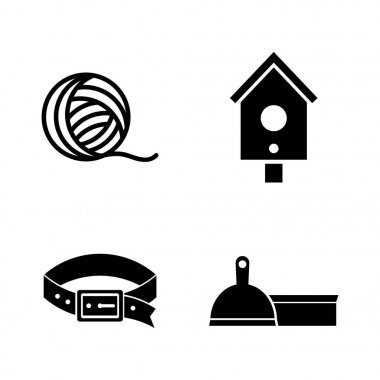 Evde beslenen hayvan levazım. Basit ilgili vektör simgeler