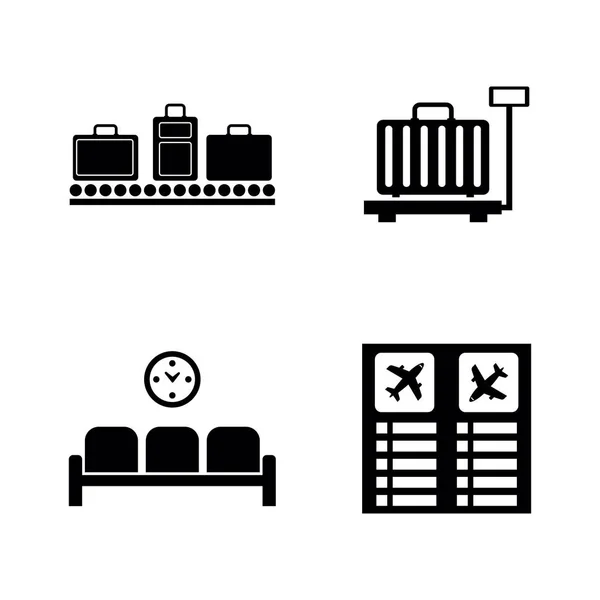 Terminal aéroport. Icônes vectorielles connexes simples — Image vectorielle