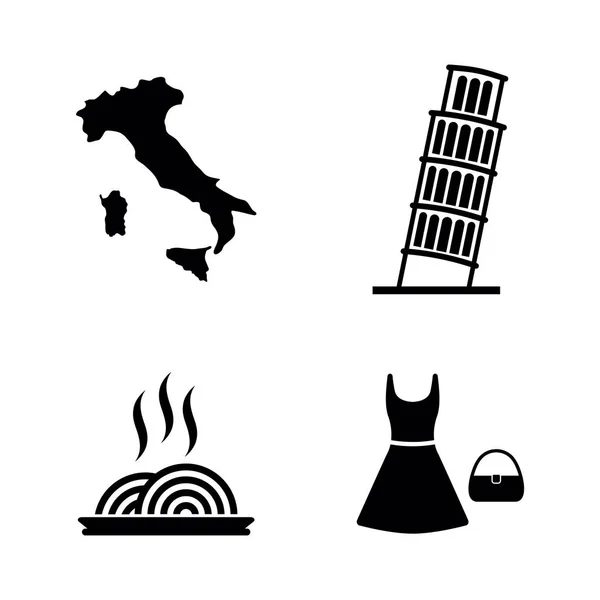 De Italia. Iconos de vectores relacionados simples — Vector de stock