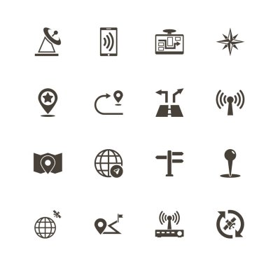 Uydu navigasyon - düz vektör simgeler