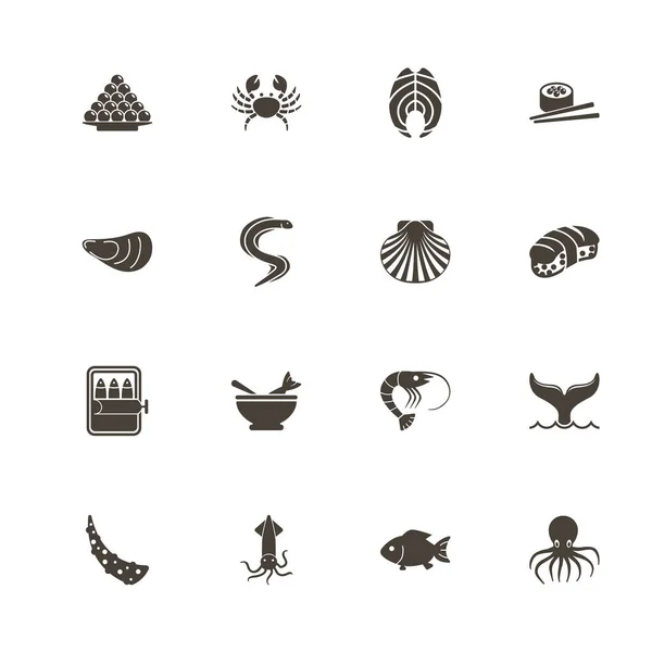 Морепродукты - Плоские векторные иконы — стоковый вектор
