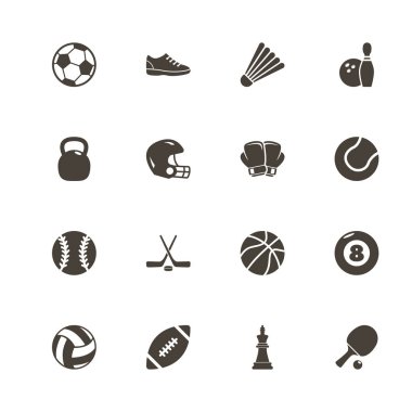 Spor ekipmanları - düz vektör simgeler