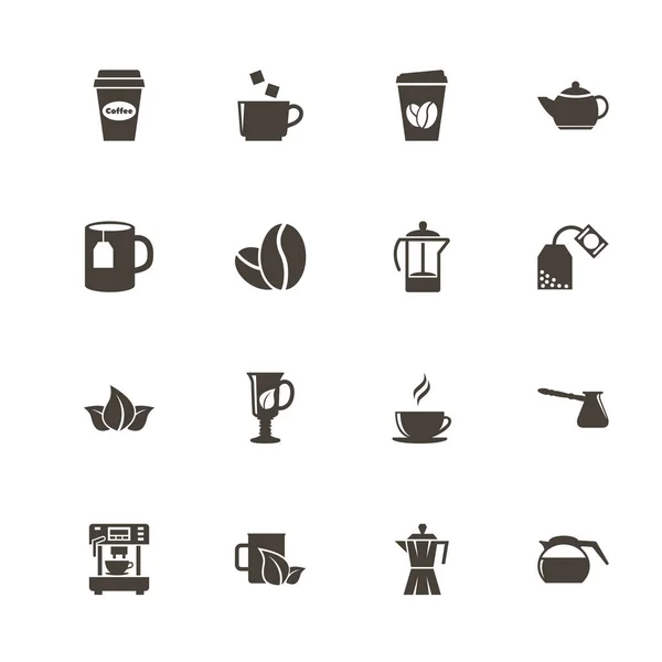 Tè e caffè - Icone vettoriali piatte — Vettoriale Stock