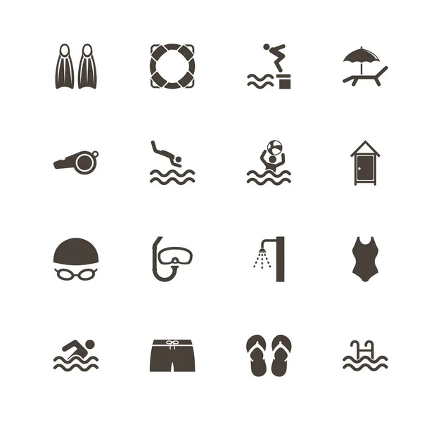 Zwembad - platte Vector Icons — Stockvector