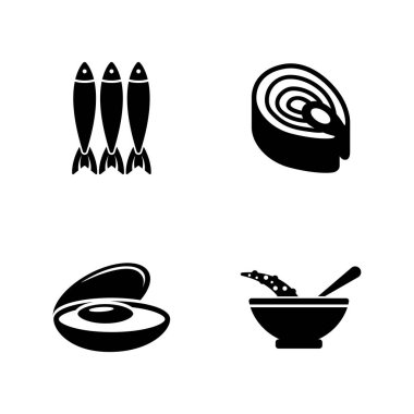 Balık yemek. Basit ilgili vektör simgeler