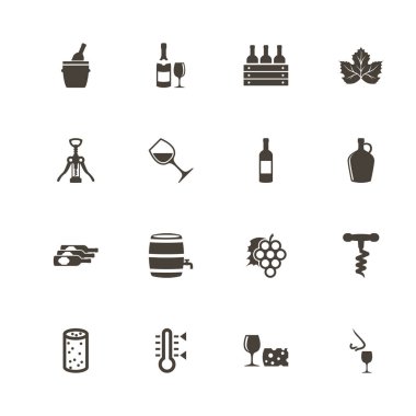 Şarap - düz vektör simgeler