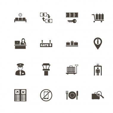 Havaalanı terminali - düz vektör simgeler