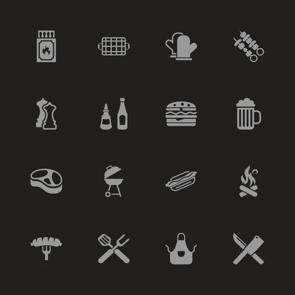 Barbacoa - Vector plano Iconos — Archivo Imágenes Vectoriales