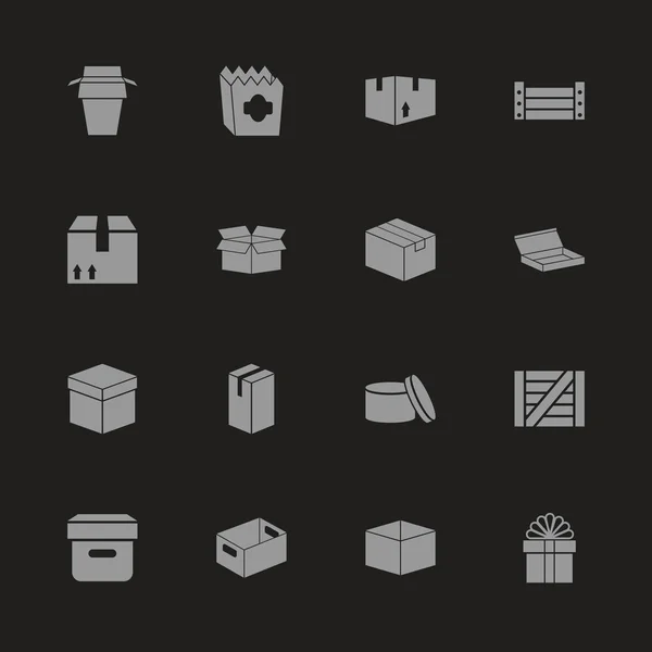 Caja y cajas - Iconos de vectores planos — Vector de stock