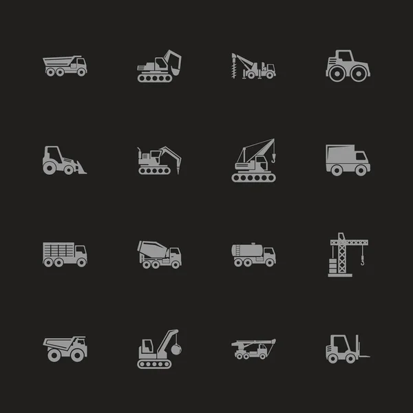 Vehículos de construcción - Iconos de vectores planos — Vector de stock