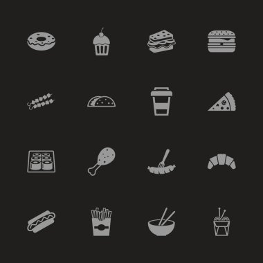 Fast Food - düz vektör simgeler