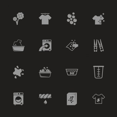 Çamaşır, Çamaşırhane - düz vektör simgeler