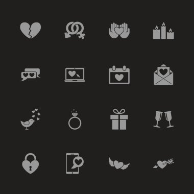 Aşk - düz vektör simgeler