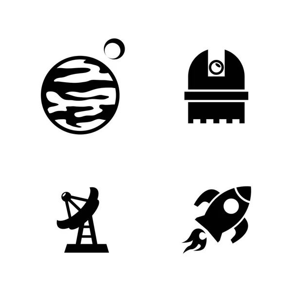 Ruimteonderzoek. Eenvoudige verwante Vector Icons — Stockvector