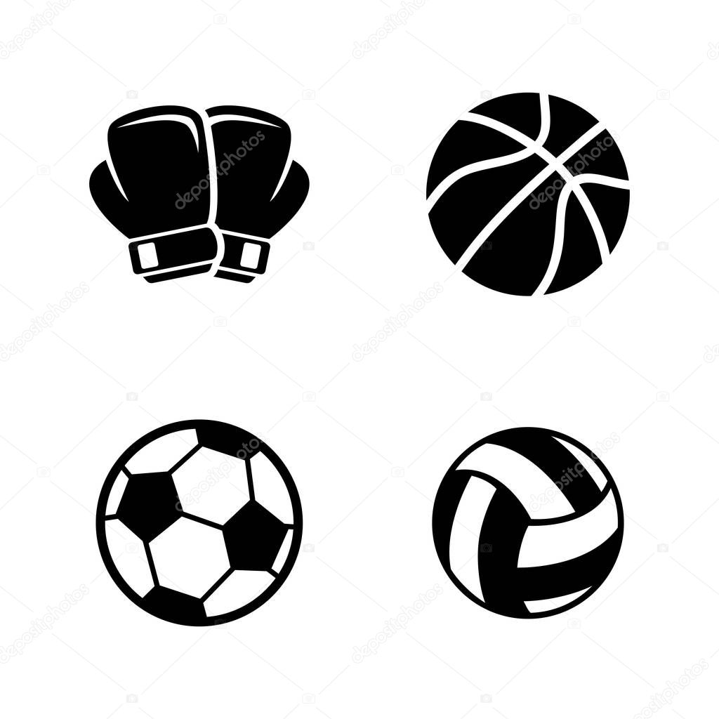 Sports Equipment. Simple Related Vector Icons